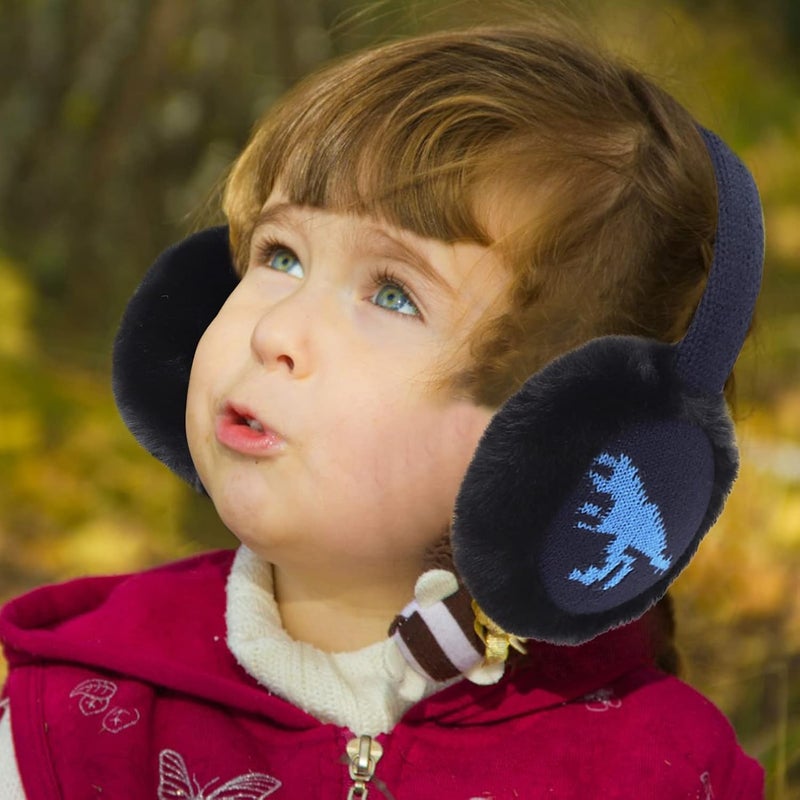 BUTITNOW Toddler Kids Knit Dinosaur Earmuffs Soft Plush Comfortable Winter Outdoor Ear Warmers for Boys Girls - Image 4
